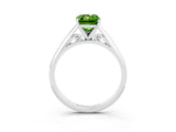 Platinum Emerald Cut Peridot Solitaire Engagement Ring with Cathedral Setting and Four-Prong Mount_3