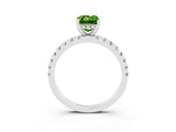 Platinum Emerald Cut Peridot Solitaire Ring with Round  Pavé Band and Four-Prong Setting_39
