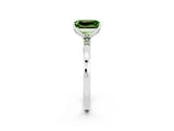 Platinum Emerald Cut Peridot Solitaire Ring with Thin Band and Prong Setting_44