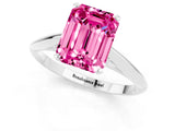 Platinum Emerald Cut Pink Sapphire Solitaire Engagement Ring with Cathedral Setting and Four-Prong Mount_13