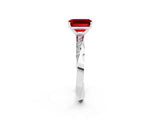 Platinum Emerald Cut Ruby Engagement Ring with Side Stone Accents and Four-Prong Setting_26