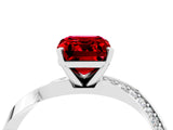 Platinum Emerald Cut Ruby Engagement Ring with Side Stone Accents and Four-Prong Setting_28