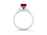 Platinum Emerald Cut Ruby Solitaire Engagement Ring with Cathedral Setting and Four-Prong Mount_15