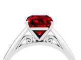Platinum Emerald Cut Ruby Solitaire Engagement Ring with Cathedral Setting and Four-Prong Mount_16