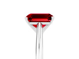 Platinum Emerald Cut Ruby Solitaire Engagement Ring with Cathedral Setting and Four-Prong Mount_17
