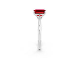 Platinum Emerald Cut Ruby Solitaire Engagement Ring with Classic Band and Four-Prong Setting_14