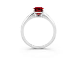 Platinum Emerald Cut Ruby Solitaire Engagement Ring with Classic Band and Four-Prong Setting_15