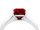 Platinum Emerald Cut Ruby Solitaire Engagement Ring with Classic Band and Four-Prong Setting_16
