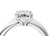 Platinum Emerald Cut Solitaire Engagement Ring with Tapered Band and Four-Prong Setting 4