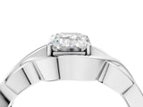 Platinum Emerald Cut Solitaire Intertwined Band Prong Setting Ring_17