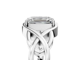 Platinum Emerald Cut Solitaire Intertwined Band Prong Setting Ring_18