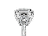 Platinum Emerald Cut Solitaire Split Shank Pave Diamond Engagement Ring with Four-Prong Setting_18