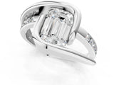 Platinum Emerald Cut Solitaire Tension-Set Diamond Split Shank Ring_26