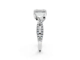 Platinum Emerald Cut Solitaire Twist Pave Diamond Engagement Ring with Prong Setting_33