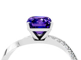 Platinum Emerald Cut Tanzanite Engagement Ring with Side Stone Accents and Four-Prong Setting_28
