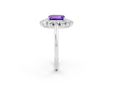 Platinum Emerald Cut Tanzanite Floral Double Halo Engagement Ring with Prong Setting_170