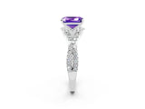 Platinum Emerald Cut Tanzanite  Halo Twist Band Solitaire Prong Setting Ring_26