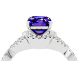 Platinum Emerald Cut Tanzanite  Halo Twist Band Solitaire Prong Setting Ring_28