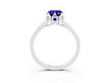 Platinum Emerald Cut Tanzanite Solitaire Ring with Flower Prong Setting and Classic Band_15