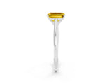 Platinum Emerald Cut Yellow Sapphire Solitaire Engagement Ring with Cathedral Setting and Four-Prong Mount_2
