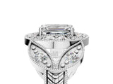 Platinum Emerald Diamond Milgrain Marquise Filigree Engagement Ring with Prong Setting_11