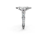 Platinum Emerald Halo Diamond Engagement Ring with Split Shank and Four-Prong Setting 2