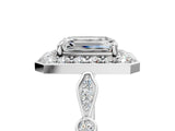 Platinum Emerald Halo Diamond Engagement Ring with Twisted Band and Four-Prong Setting 5
