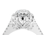 Platinum Emerald Halo Diamond Floral Split Shank Engagement Ring 5