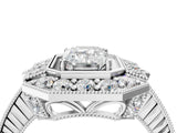 Platinum Emerald Halo Diamond Ring with Milgrain Bezel and Prong Setting_10