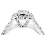 Platinum Emerald Halo Round Diamond Pave Band with Prong Setting 4