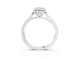 Platinum Emerald Solitaire Diamond Ring with Four-Prong Setting and Tapered Band 4
