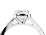 Platinum Emerald Solitaire Diamond Ring with Four-Prong Setting and Tapered Band 5