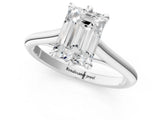 Platinum Emerald Solitaire Engagement Ring with Six-Prong Setting and Classic Band 2