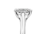 Platinum Emerald Solitaire Engagement Ring with Six-Prong Setting and Classic Band