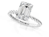 Platinum Emerald Solitaire Twist Band Ring with Four-Prong Setting_13