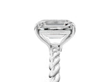 Platinum Emerald Solitaire Twist Band Ring with Four-Prong Setting_17