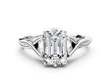 Platinum Emerald Solitaire Twist Band Six-Prong Setting 1