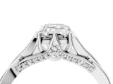 Platinum Emerald Solitaire Twist Band Six-Prong Setting 5