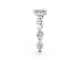 Platinum Emerald Solitaire Twist Band with Leaf Prong Setting 2