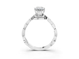 Platinum Emerald Solitaire Twist Band with Leaf Prong Setting 3