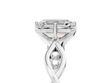 Platinum Emerald Solitaire Twist Band with Leaf Prong Setting 5
