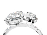 Platinum Emerald and Marquise Toi Moi Ring with Prong Setting and Pave Band 4