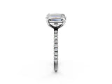 Platinum Emerald and Princess Toi Moi Ring with Prong Setting and Micro Pave Band 2