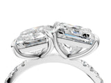 Platinum Emerald and Princess Toi Moi Ring with Prong Setting and Micro Pave Band 4