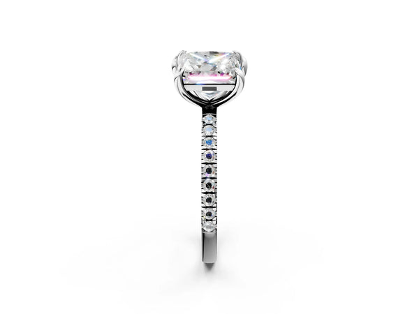 Platinum Emerald Cut and Princess Cut Laboratory-Grown Diamond Toi et Moi Engagement Ring
