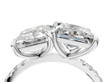 Platinum Emerald and Princess Toi Moi Ring with Prong Setting and Pave Band 4
