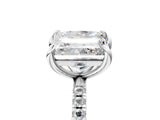 Platinum Emerald and Princess Toi Moi Ring with Prong Setting and Pave Band 5