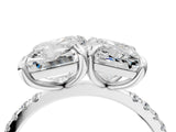 Platinum Emerald and Radiant Toi Moi Ring with Prong Setting and Pave Band 4