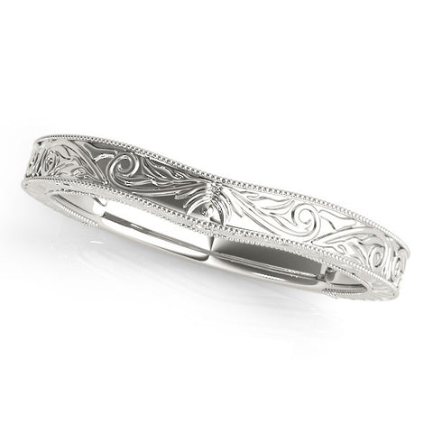 Platinum Engraved Vintage Scroll Milgrain Band