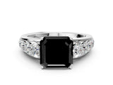 Platinum Fancy Black Asscher Cut Brilliant Diamond Pavé Band with Six-Prong Setting_24